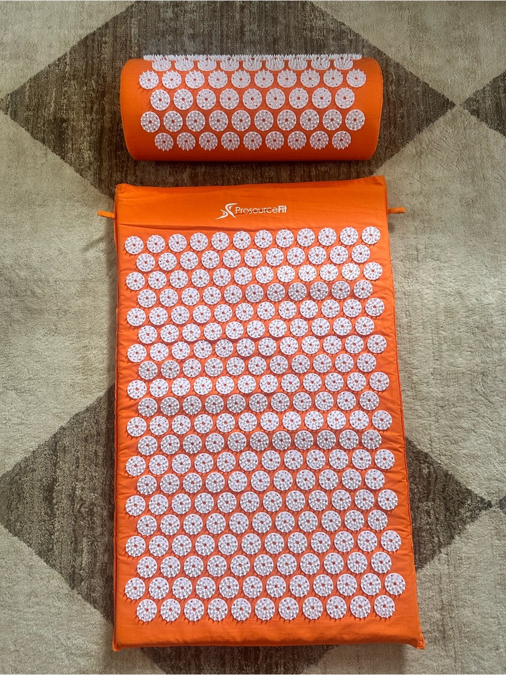 Orange Acupressure Mat & Pillow Set for Back/neck pain relief muscle relaxation